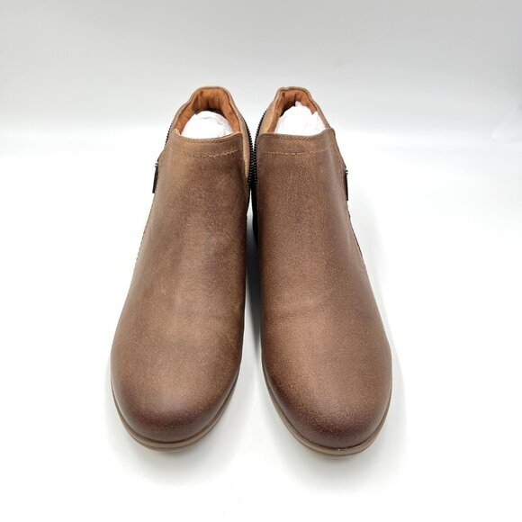 7.5W 7.5 WIDE‎ WIDTH Cobb Hill Womens Crosbie Brown Leather Ankle Boots Booties - Picture 2 of 14